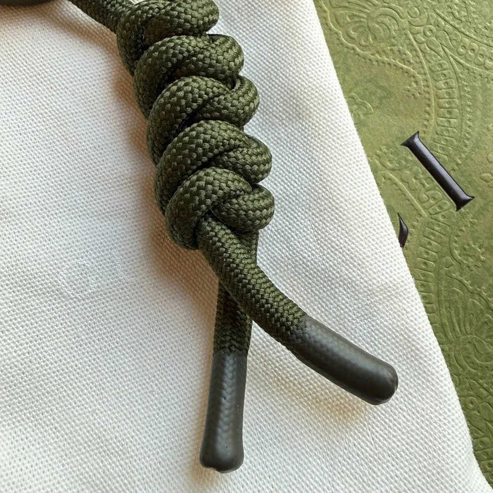 Gucci Dark Green Interlocking G Knotted‎ Cord Keychain Swivel Hook 834480